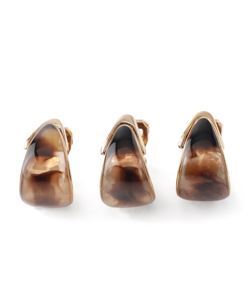 ANEMONE（アネモネ）の「つやつやプレートのシックカラーイヤリング[カール][S]（イヤリング・レディース・ブラウン/グレー/カーキ/ライトピンク/グリーン・FREE）」の12枚目の写真