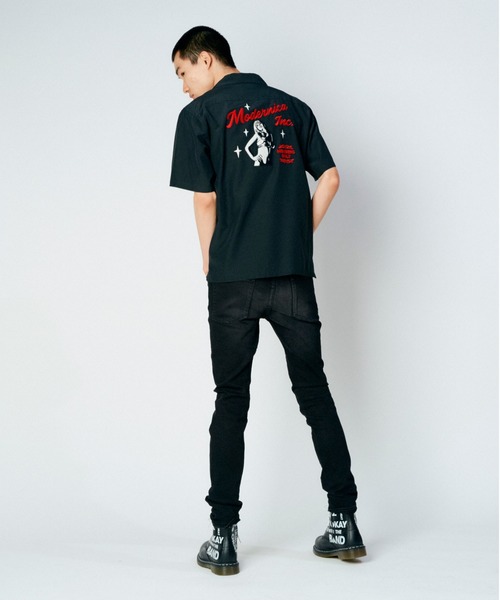 激レア！80'S ヒステリックグラマー 総刺繍 黒 ボーリングシャツ SPOOK SHOW刺繍 ボーリングシャツ|HYSTERIC GLAMOUR WOMEN | HYSTERIC