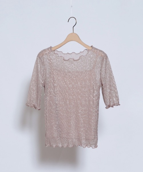 archives（アルシーヴ）の「キャミインナー付きラメプリーツプルオーバー（Tシャツ/カットソー・レディース・グレー系その他/シルバーグレー/ピンク系その他・MEDIUM）」の3枚目の写真