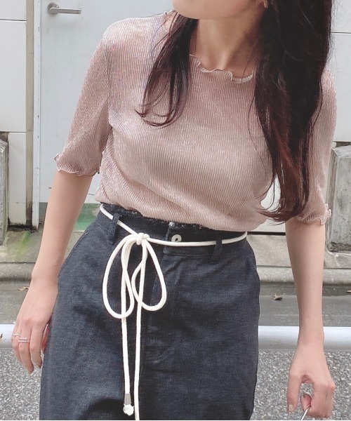 archives（アルシーヴ）の「キャミインナー付きラメプリーツプルオーバー（Tシャツ/カットソー・レディース・グレー系その他/シルバーグレー/ピンク系その他・MEDIUM）」の14枚目の写真