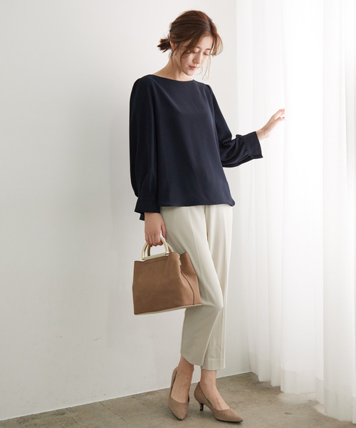 ROPE' PICNIC（ロペピクニック）の「タックボリュームスリーブブラウス（シャツ/ブラウス・レディース・ピンク系その他2/ホワイト/ネイビー・40/38）」の9枚目の写真