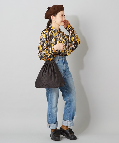 ☆極美品☆イアパピヨネ プリーツ　リバーシブル巾着バッグ　トートバッグ ☆極美品☆イアパピヨネ プリーツ リバーシブル巾着バッグ