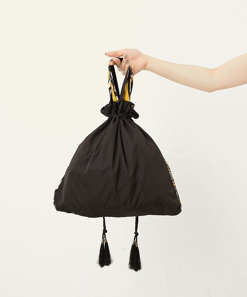 ☆極美品☆イアパピヨネ プリーツ　リバーシブル巾着バッグ　トートバッグ ☆極美品☆イアパピヨネ プリーツ リバーシブル巾着バッグ