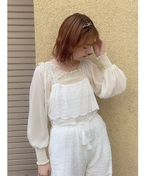 frunco（フランコ）の「シャーリングブラウス（シャツ/ブラウス・レディース・ベージュ/ピンク/ブルー/グリーン/アイボリー・FREE）」の3枚目の写真