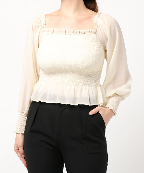 frunco（フランコ）の「シャーリングブラウス（シャツ/ブラウス・レディース・ベージュ/ピンク/ブルー/グリーン/アイボリー・FREE）」の12枚目の写真