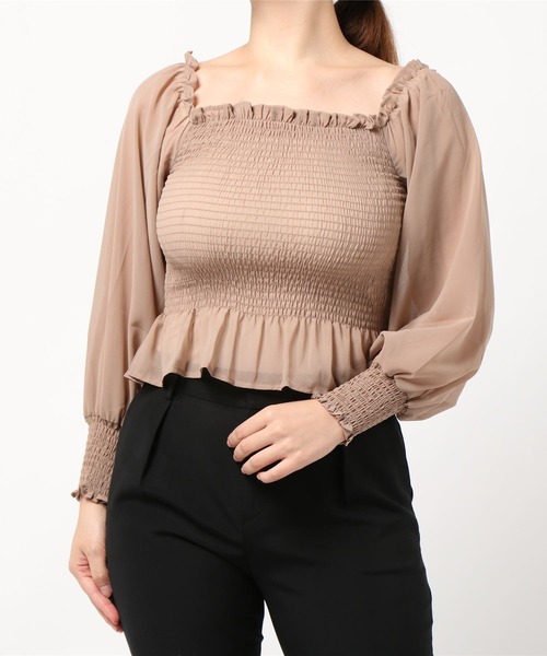 frunco（フランコ）の「シャーリングブラウス（シャツ/ブラウス・レディース・ベージュ/ピンク/ブルー/グリーン/アイボリー・FREE）」の11枚目の写真