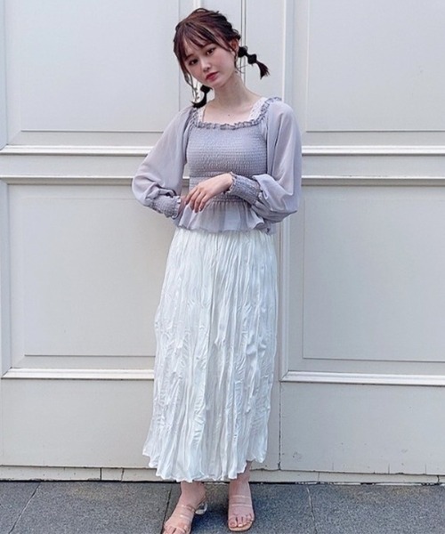 frunco（フランコ）の「シャーリングブラウス（シャツ/ブラウス・レディース・ベージュ/ピンク/ブルー/グリーン/アイボリー・FREE）」の10枚目の写真