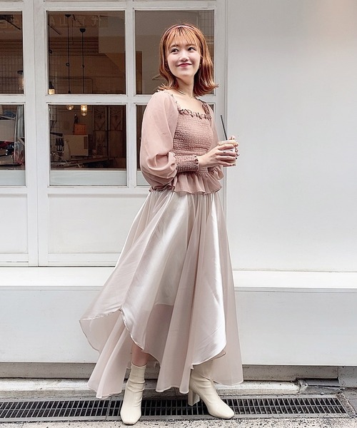 frunco（フランコ）の「シャーリングブラウス（シャツ/ブラウス・レディース・ベージュ/ピンク/ブルー/グリーン/アイボリー・FREE）」の8枚目の写真