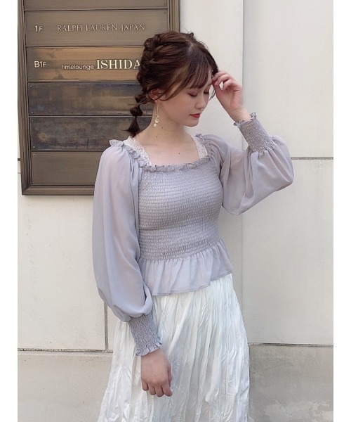 frunco（フランコ）の「シャーリングブラウス（シャツ/ブラウス・レディース・ベージュ/ピンク/ブルー/グリーン/アイボリー・FREE）」の18枚目の写真