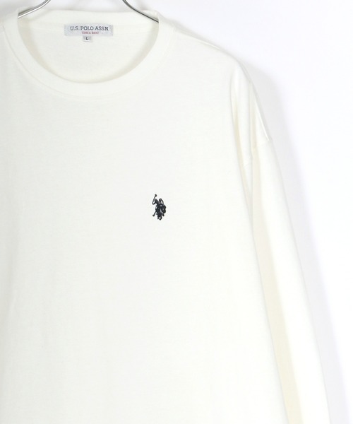 U.S. POLO ASSN.（ユーエスポロアッスン）の「U.S. POLO ASSN./ユーエスポロアッスン ビッグシルエット ロゴ 刺繍 ワンポイント ロングスリーブTシャツ（Tシャツ/カットソー・メンズ・ホワイト/ブラック/ベージュ/ネイビー/ダークグリーン/ブルー・LL/M/L）」の2枚目の写真