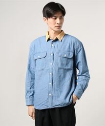 GLOVE HOUSE（グローブハウス）の「【a】6.5oz 衿コーデュロイ総裏チェック柄 両ポケフラップ レギュラーカラー長袖シャツ（シャツ/ブラウス・メンズ）」