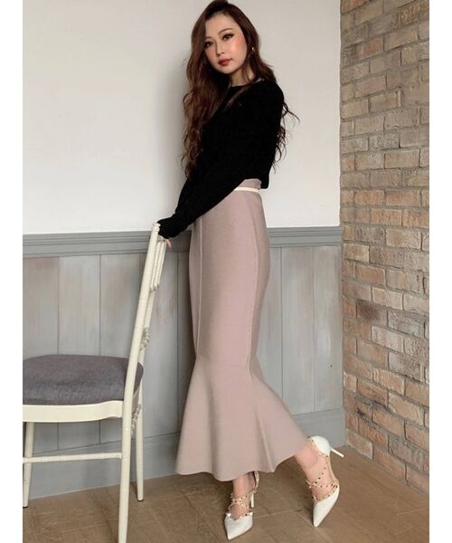 RESEXXY（リゼクシー）の「マーメイドニットスカート（スカート・レディース・ブラック/ベージュ/ピンク・FREE）」の12枚目の写真