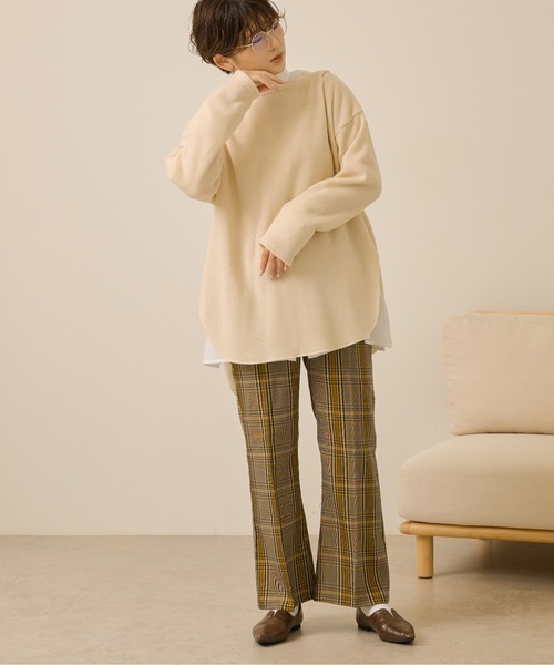Ambre Neige(アンブルネージュ)の「【裏起毛】バックスリットワッフルプルオーバー/WEB/EC限定商品(Tシャツ/カットソー・レディース・チャコールグレー/ベージュ/オフホワイト・FREE)」の10枚目の写真