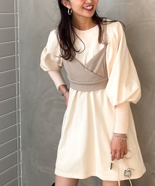 archives（アルシーヴ）の「チュニック＆ビスチェ（ワンピース・レディース・ブラック/ベージュ/グレイッシュベージュ・MEDIUM）」の3枚目の写真