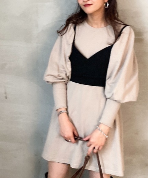 archives（アルシーヴ）の「チュニック＆ビスチェ（ワンピース・レディース・ブラック/ベージュ/グレイッシュベージュ・MEDIUM）」の2枚目の写真