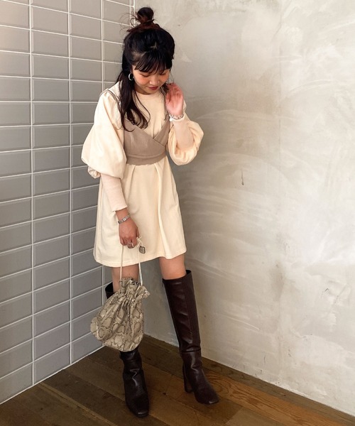 archives（アルシーヴ）の「チュニック＆ビスチェ（ワンピース・レディース・ブラック/ベージュ/グレイッシュベージュ・MEDIUM）」の8枚目の写真