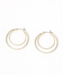 made in japanハンドメイド ダブルリングメタルピアス