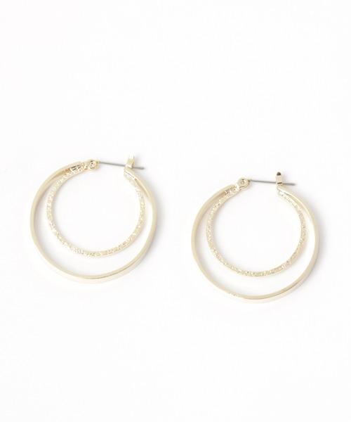 niko and...(ニコアンド)の「made in japanハンドメイド ダブルリングメタルピアス(ピアス(両耳用)・レディース・グレー/イエロー・0)」の2枚目の写真