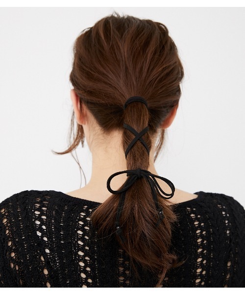 rienda（リエンダ）の「フェイクスエードダブルシィンロープ（ヘアゴム・レディース・ブラック/ブラウン・FREE）」の4枚目の写真