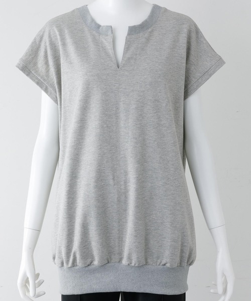 MILKFED.（ミルクフェド）の「SPLIT NECK S/S SWEAT TOP（スウェット・レディース・ベージュ/アッシュ・ONE SIZE）」の9枚目の写真