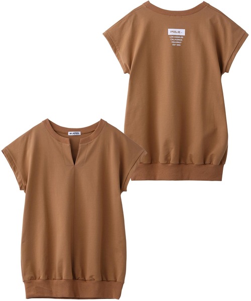 MILKFED.（ミルクフェド）の「SPLIT NECK S/S SWEAT TOP（スウェット・レディース・ベージュ/アッシュ・ONE SIZE）」の16枚目の写真