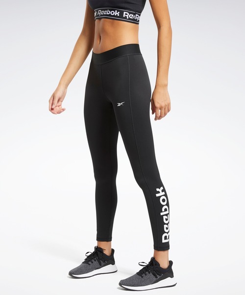 Reebok（リーボック）の「トレーニング エッセンシャルズ リニア ロゴ タイツ / Training Essentials Linear Logo Tights（レギンス/スパッツ・レディース・ネイビー/ブラック・X-SMALL/X-LARGE/MEDIUM/SMALL/LARGE）」の2枚目の写真