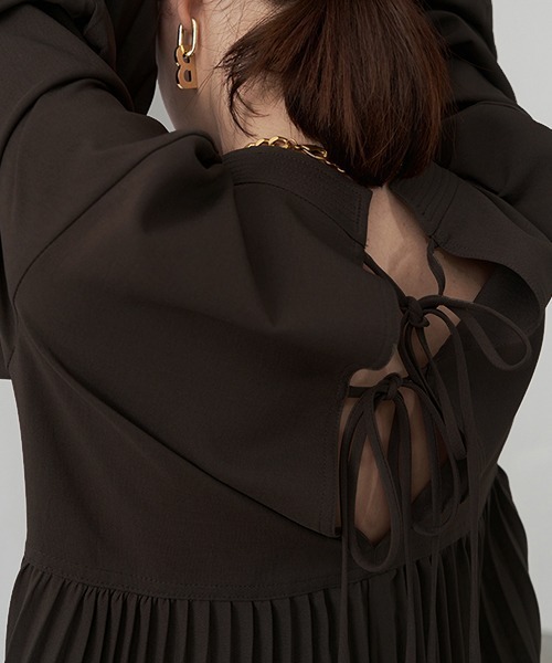 UNSPOKEN（アンスポクン）の「【UNSPOKEN】【2021AW】Pleated switching dress UD20L009（ワンピース・レディース・ブラック/ブラウン・M/L/S）」の5枚目の写真