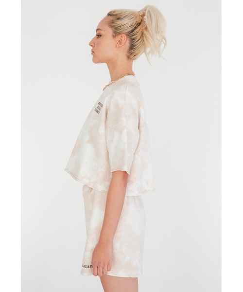 ALEXIA STAM（アリシアスタン）の「Logo Tie Dye Short Sleeve Cropped Sweatshirt/ロゴタイダイショートスリーブスウェットシャツ（スウェット・レディース・ベージュ/ブルー・FREE）」の6枚目の写真