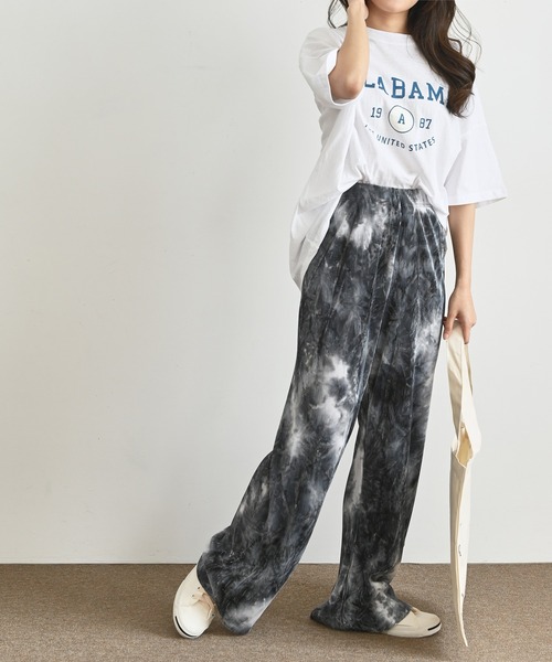me+em select（ミームセレクト）の「タイダイプリーツワイドパンツ（その他パンツ・レディース・ライトブルー/ブルー/ネイビー/ブラック・FREE）」の11枚目の写真