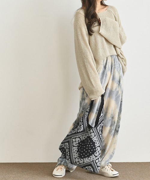 me+em select（ミームセレクト）の「タイダイプリーツワイドパンツ（その他パンツ・レディース・ライトブルー/ブルー/ネイビー/ブラック・FREE）」の6枚目の写真