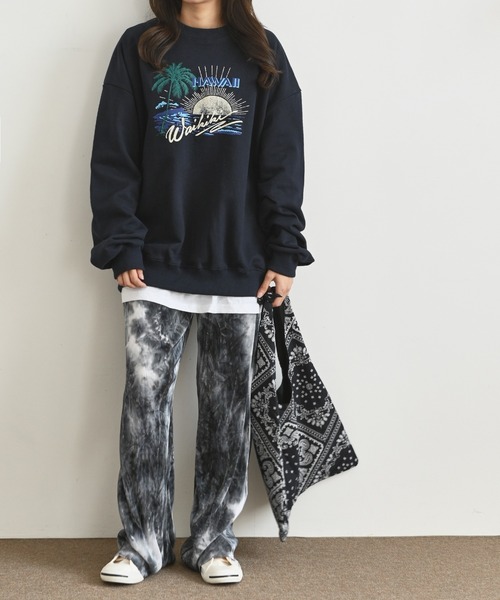 me+em select（ミームセレクト）の「タイダイプリーツワイドパンツ（その他パンツ・レディース・ライトブルー/ブルー/ネイビー/ブラック・FREE）」の12枚目の写真