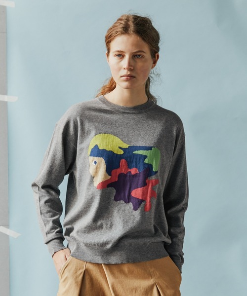 FRAPBOIS(フラボア)の「FRAPBOIS×田室綾乃×クレパス ニット(ニット/セーター・レディース・グレー/ブラック・1/2)」の2枚目の写真