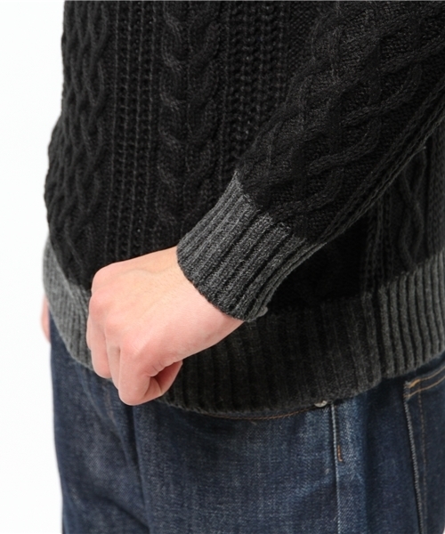 WEGO(ウィゴー)の「WEGO/ケーブルバイカラータートルニット(ニット/セーター・メンズ・ホワイト/ネイビー・LARGE/MEDIUM)」の5枚目の写真