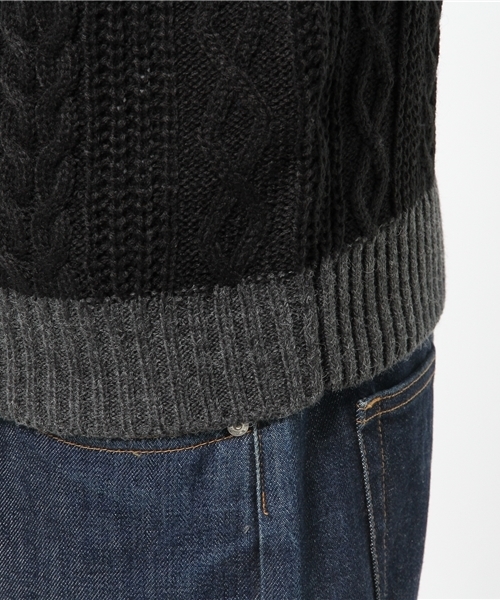 WEGO(ウィゴー)の「WEGO/ケーブルバイカラータートルニット(ニット/セーター・メンズ・ホワイト/ネイビー・LARGE/MEDIUM)」の6枚目の写真