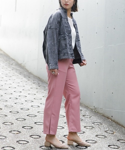 AS KNOW AS PINKY(アズノゥアズピンキー)の「ノーカラBIGデニムジャケット(デニムジャケット・レディース・ブラック系その他/ケミカルウォッシュ・FREE)」の19枚目の写真