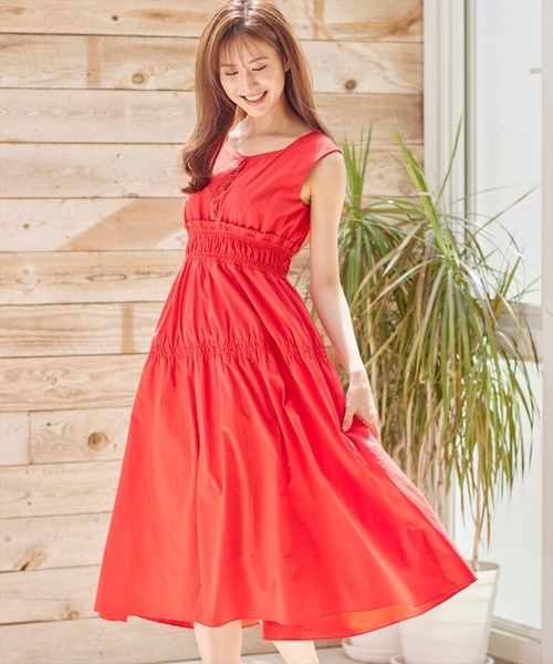 ギャザーティアードフレンチワンピース