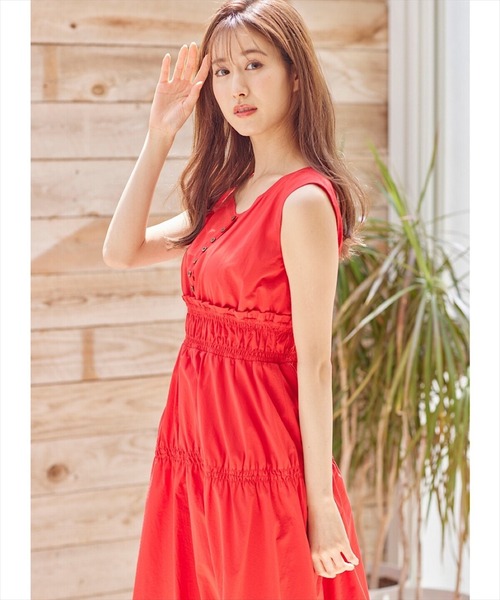 フレンチギャザーワンピース ギャザーティアードフレンチワンピース