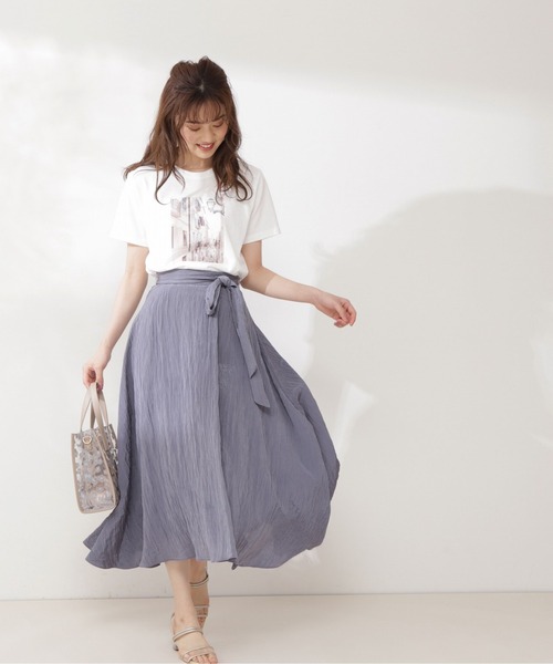 PROPORTION BODY DRESSING（プロポーションボディドレッシング）の「ワッシャーナロースカート / 1211220600（スカート・レディース・ボルドー/ブルー系その他/グレー・SMALL/MEDIUM）」の2枚目の写真