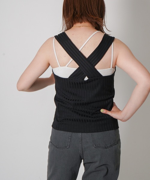 VENCEEXCHANGE（ヴァンスエクスチェンジ）の「バッククロスワイドリブタンク（タンクトップ・レディース・ホワイト/ブラック/ブラウン/グレー・M）」の2枚目の写真