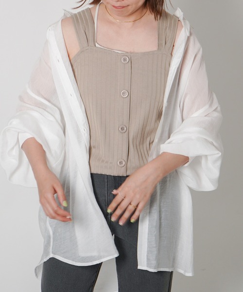 VENCEEXCHANGE（ヴァンスエクスチェンジ）の「バッククロスワイドリブタンク（タンクトップ・レディース・ホワイト/ブラック/ブラウン/グレー・M）」の7枚目の写真