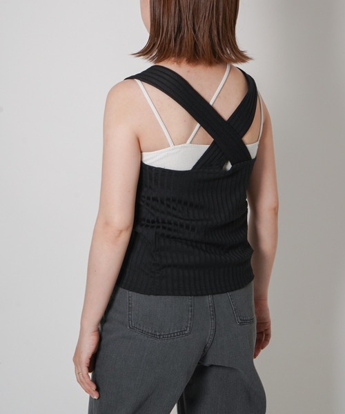 VENCEEXCHANGE（ヴァンスエクスチェンジ）の「バッククロスワイドリブタンク（タンクトップ・レディース・ホワイト/ブラック/ブラウン/グレー・M）」の8枚目の写真