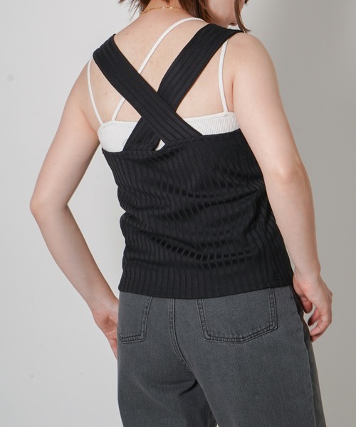 VENCEEXCHANGE（ヴァンスエクスチェンジ）の「バッククロスワイドリブタンク（タンクトップ・レディース・ホワイト/ブラック/ブラウン/グレー・M）」の9枚目の写真
