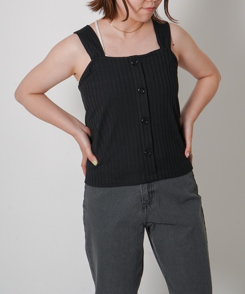 VENCEEXCHANGE（ヴァンスエクスチェンジ）の「バッククロスワイドリブタンク（タンクトップ・レディース・ホワイト/ブラック/ブラウン/グレー・M）」の10枚目の写真