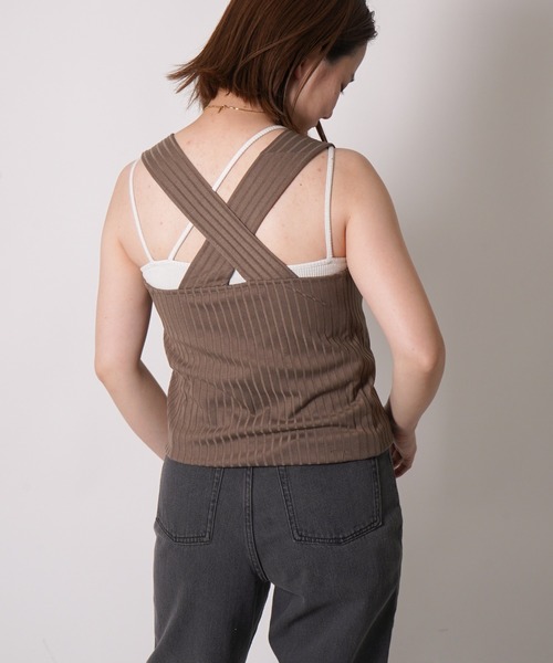 VENCEEXCHANGE（ヴァンスエクスチェンジ）の「バッククロスワイドリブタンク（タンクトップ・レディース・ホワイト/ブラック/ブラウン/グレー・M）」の11枚目の写真
