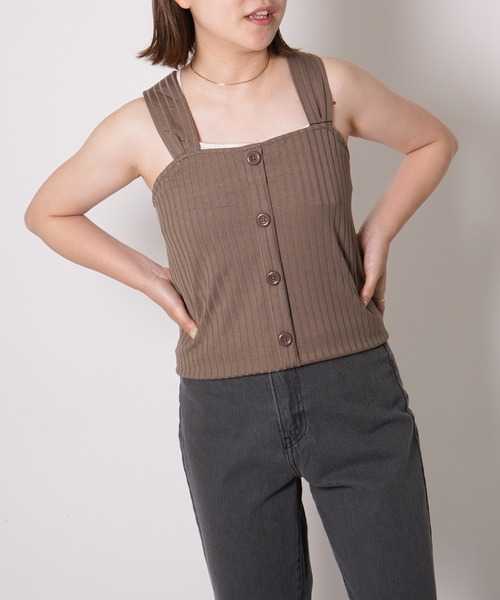 VENCEEXCHANGE（ヴァンスエクスチェンジ）の「バッククロスワイドリブタンク（タンクトップ・レディース・ホワイト/ブラック/ブラウン/グレー・M）」の12枚目の写真