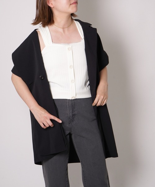 VENCEEXCHANGE（ヴァンスエクスチェンジ）の「バッククロスワイドリブタンク（タンクトップ・レディース・ホワイト/ブラック/ブラウン/グレー・M）」の13枚目の写真