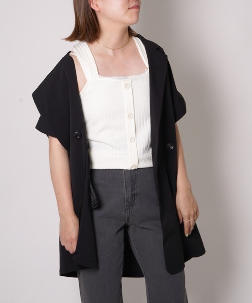 VENCEEXCHANGE（ヴァンスエクスチェンジ）の「バッククロスワイドリブタンク（タンクトップ・レディース・ホワイト/ブラック/ブラウン/グレー・M）」の14枚目の写真