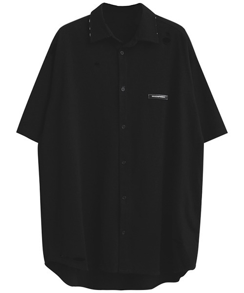 MASONPRINCE(メイソンプリンス)の「【MASONPRINCE】Damage processing one point logo shirt DT3059(シャツ/ブラウス・メンズ・ホワイト/ブラック・L/M/S/XL)」の11枚目の写真