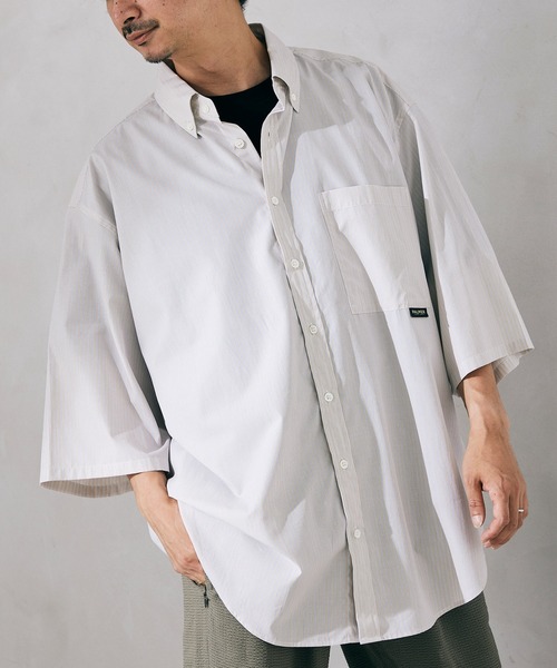 JOURNAL STANDARD relume（ジャーナルスタンダード　レリューム）の「【PALMER for relume】SLOUCHY STRIPE 7S シャツ（シャツ/ブラウス・メンズ・グレー/サックスブルー/ベージュ/ネイビー・M/L）」の3枚目の写真