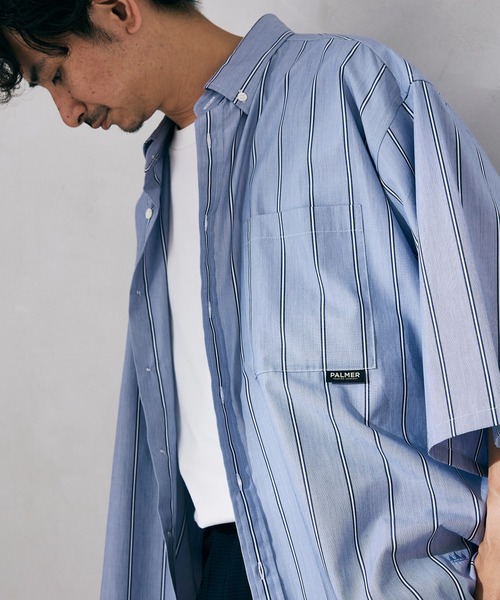 JOURNAL STANDARD relume（ジャーナルスタンダード　レリューム）の「【PALMER for relume】SLOUCHY STRIPE 7S シャツ（シャツ/ブラウス・メンズ・グレー/サックスブルー/ベージュ/ネイビー・M/L）」の4枚目の写真